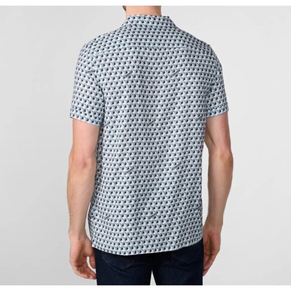 Karl Lagerfeld 3D Block Print Button Shirt Blue ( S ) - Picture 2 of 4